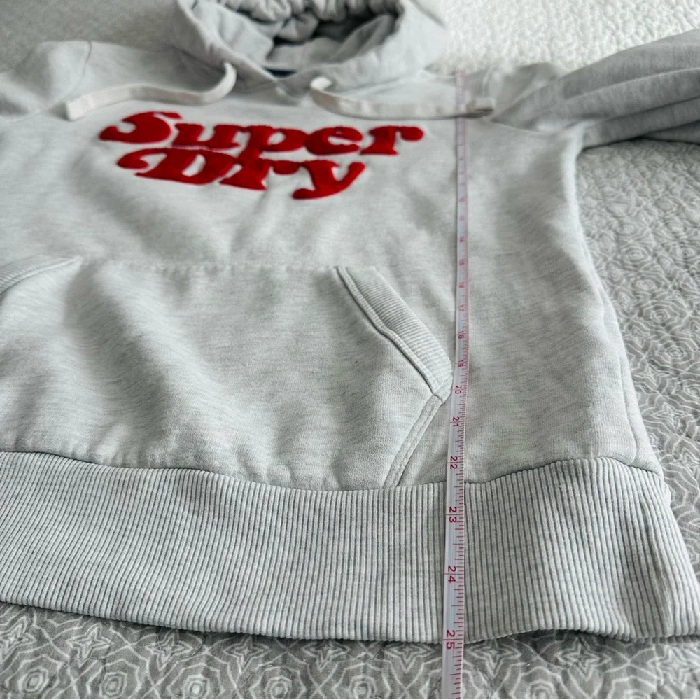 Superdry Vintage Cooper Classic Gray Hoodie Sweatshirt Red Logo Women’s Size 6 - Picture 11 of 14